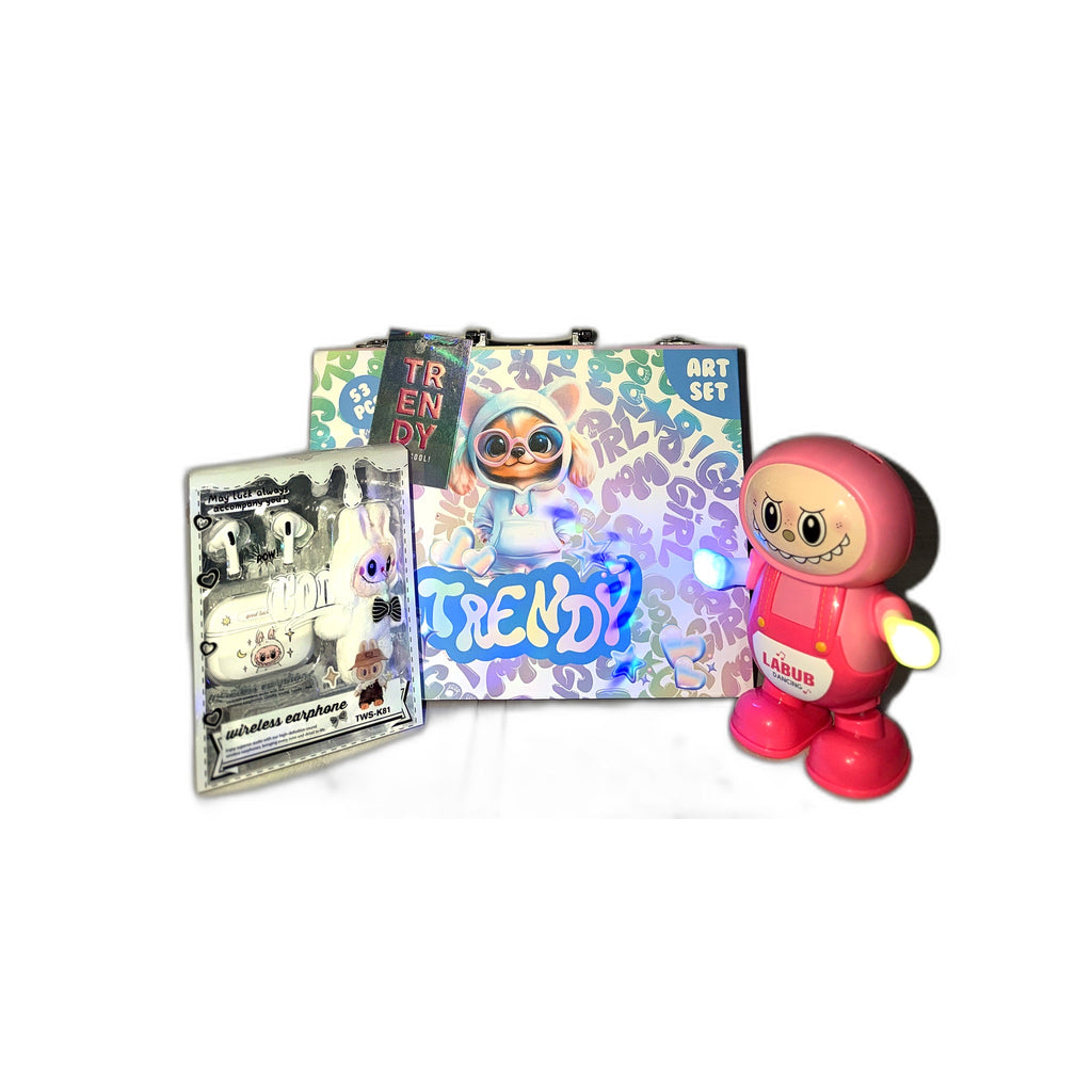 Combo Día del Niño: Set de Arte Trendy 53 pzs + Robot y Auricular Labubu de Regalo